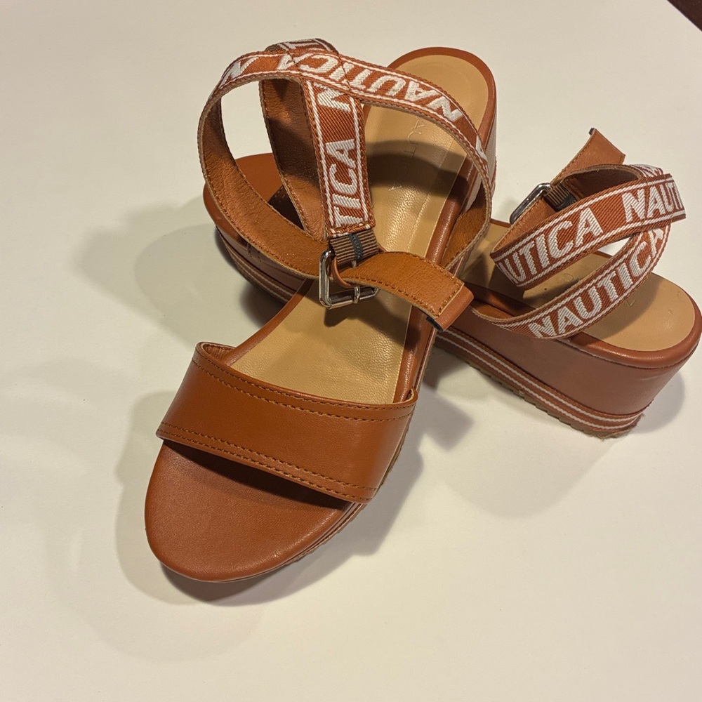 Nautica Women's Chestnut Strap Around Ankle Sandals comfortable Size 7